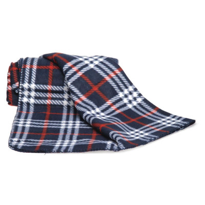 Флісовий плед т-синій у клітку