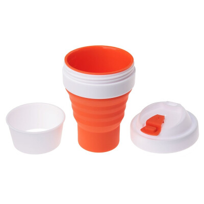 Складана силіконова чашка з кришкою, 355 мл