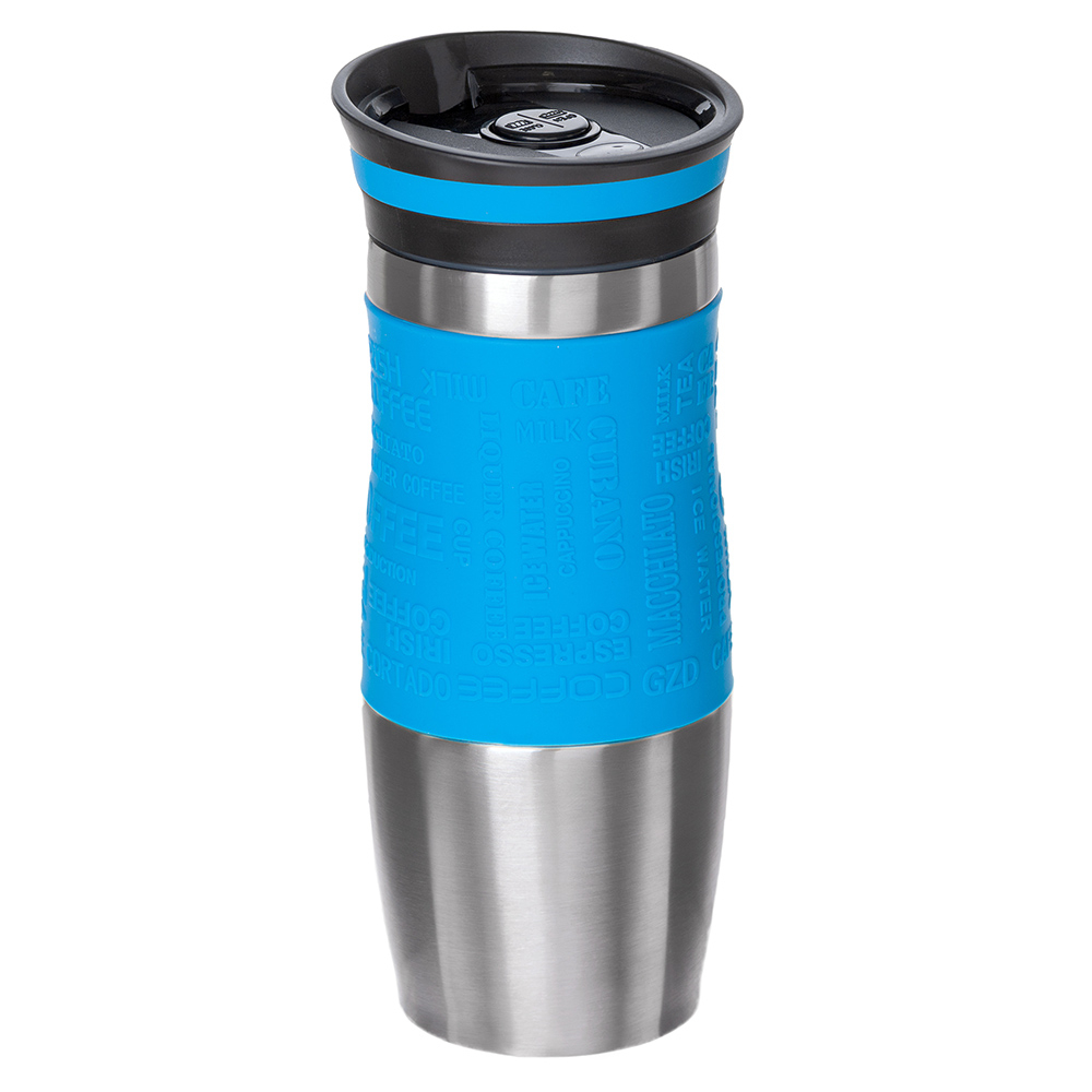 Металева термочашка з силіконовим утримувачем, 380 мл