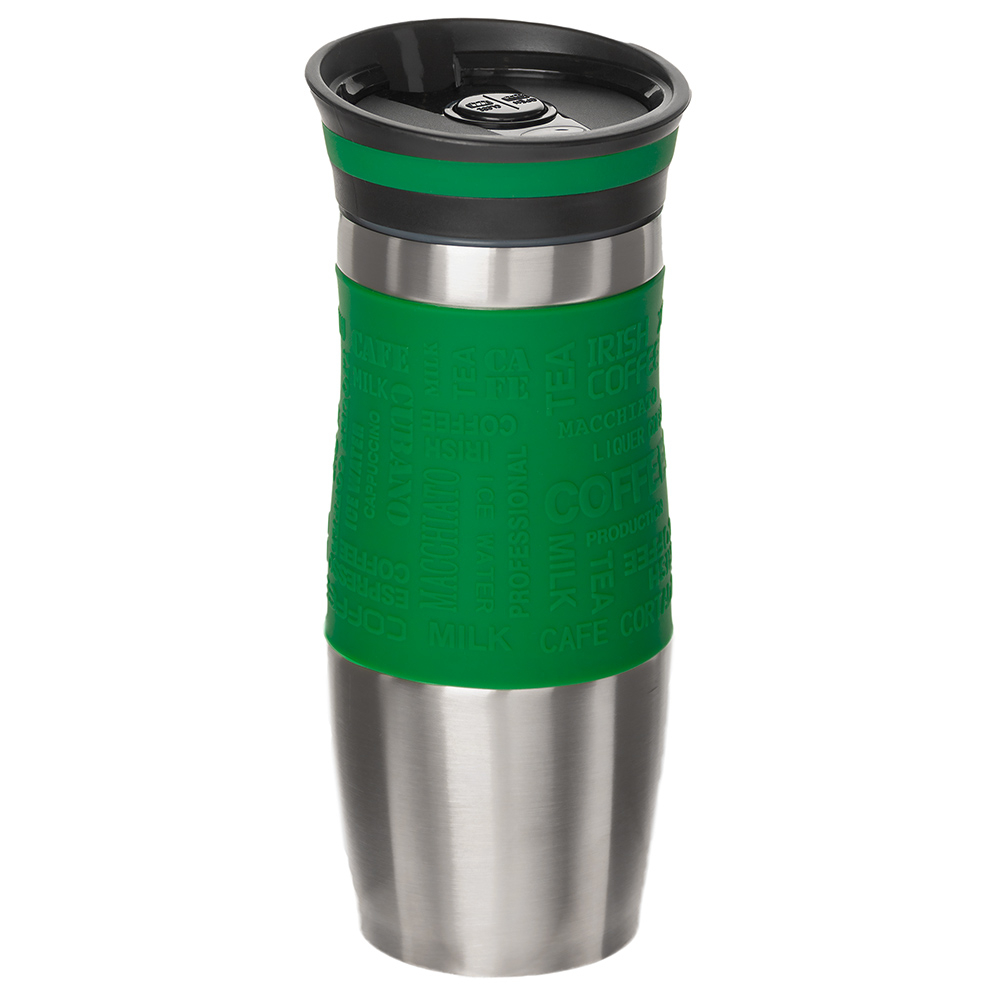 Металева термочашка з силіконовим утримувачем, 380 мл