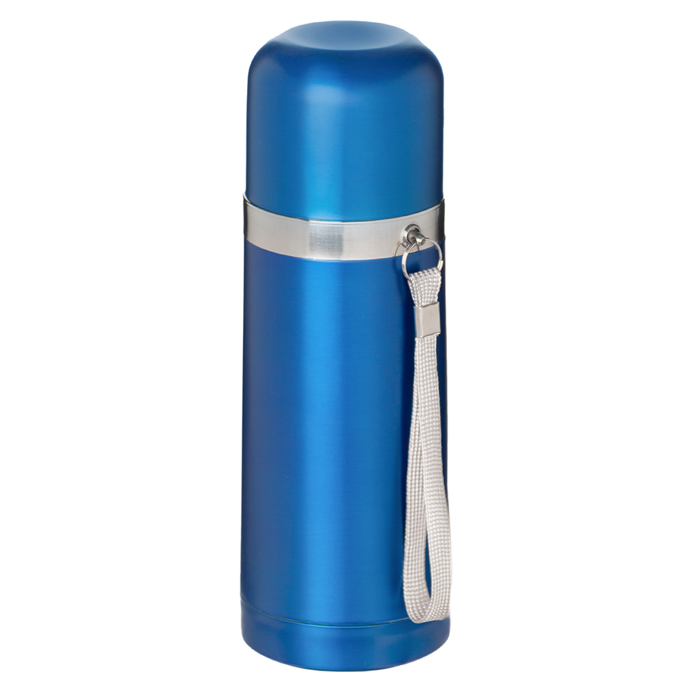 Небольшой металлический термос с ремешком, 350 мл