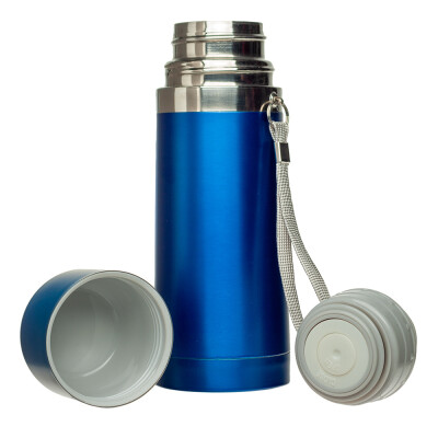 Небольшой металлический термос с ремешком, 350 мл