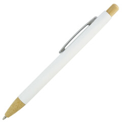 Ручка ALURA с софт-тач покрытием и бамбуковыми элементами под зеркальный логотип, металл